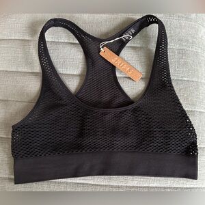 SKIMS Black Mesh Sports Bra Fishnet Racerback Bralette Size Medium